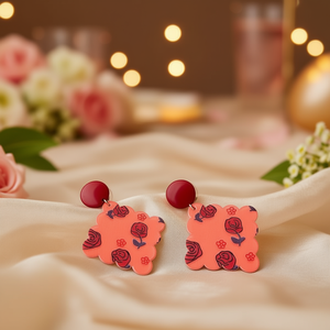 Boucles d'oreilles pendantes à la mode, motif corail rose, clous rouges pour femmes, 12 pièces - Product Image 3