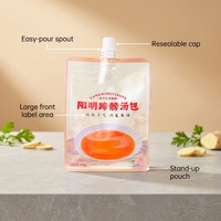 Pochette à bec verseur refermable sur mesure, scellée sur huit côtés, de qualité alimentaire, pour emballage de liquides, lait, gelée, assaisonnement, sachet stand-up