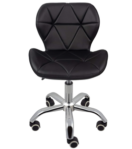 Black PU <b>Leather</b> Home Office Chair with Chrome Legs with Wheels and Lift Restaurant Swivel <b>Bar</b> <b>Stool</b> - Product Image 1