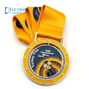 Enamel Medallion Unique Design Custom Logo Spinner Sport Medallion Metal 3D Hollow Out Enamel Sports Marathon Custom Spinning Medal For Souvenir