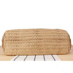 Vente en gros de sacs chics tissés bicolores Sac à main de grande capacité en paille de papier pour femmes Sac fourre-tout à bandoulière - Product Image 5