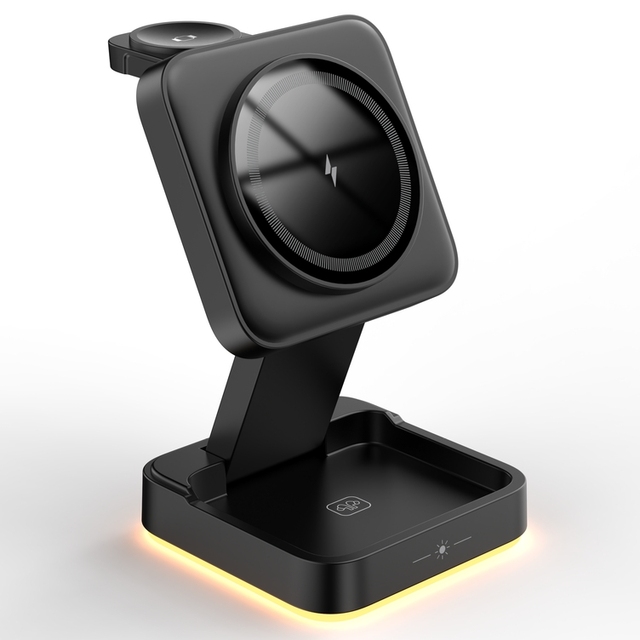 3 in 1 Magnetic Wireless Charger Stand Portable & Folding Design Fast Charging Wireless Station Compatible With All  Phones