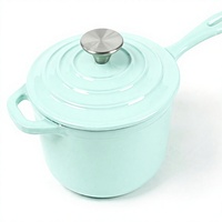 Casserole en fonte émaillée avec couvercle, mini-casserole antiadhésive pour tous types de plaques de cuisson, vert menthe