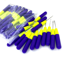 Outils de fabrication de perruques couleur rose et citron manche en plastique enfileur d'aiguille crochets pour cheveux de tressage Jumbo