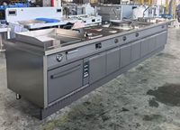 Îlot de cuisson professionnel en acier inoxydable pour cuisines à gaz et à induction, équipement de cuisson commercial pour hôtels et cuisines ouvertes