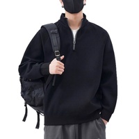 2025 printemps automne hommes demi-fermeture éclair sweat à la mode marque pull col montant couleur unie coupe ample T-Shirt impression numérique