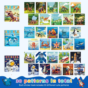 Wholesale 3PCS Cartoon UV Printing <b>Sticker</b> Paint Books for <b>Kids</b> Ages 4-10 with Dinosaur Astronaut & Ocean Animal Designs - Product Image 5