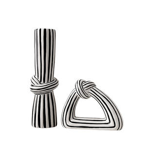Jarrones de flores de rayas lisas de cerámica que dan forma a mano modernos de alta calidad Jarrón de cerámica blanco y negro <span class=keywords><strong>Mate</strong></span> - Product Image 5