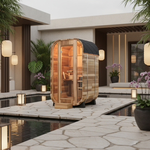 Sauna extérieur de haute qualité, petit, en forme de cube, pour 2 personnes, en cèdre rouge, sauna traditionnel extérieur, poêle de 6 kW - Product Image 3