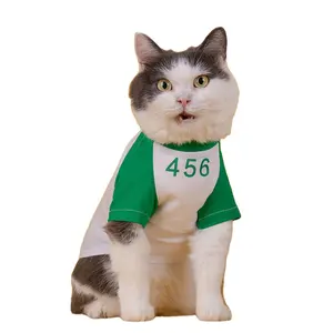 Großhandel hund kleidung spiele-Hot Korean Tv Squid Spiel 218 001 456 Baumwolle Custom Dog Cat Kleidung Hoodie mit Reiß verschluss Design