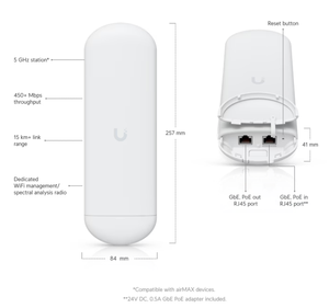 Ubiquiti Unifi NS-5AC AirMAX NanoStation 5AC 5GHz CPE para Exteriores de Alta Ganancia, Puente Inalámbrico Punto a Punto, Antena de 16dBi, 450+ <span class=keywords><strong>Mbps</strong></span> - Product Image 6