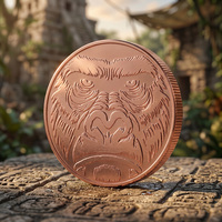 Pièces de monnaie en cuivre personnalisées, portrait de gorille en relief profond 3D, gaufrage double face, cuivre pur 999, 1 once
