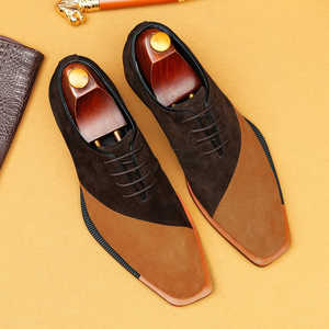 Men's new style leather polished anti-slip suede color-matched British-style business Oxford <b>shoes</b> - Product Image 1