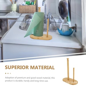 Wooden <b>Paper</b> Towel Holder <b>Kitchen</b> Countertop Roll Stand Natural Wood Color Eco Friendly Storage Organizer - Product Image 3