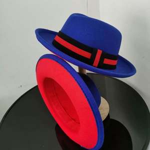 Nuevo Sombrero Fedora Rojo de Dos Tonos Personalizado, Sombrero Trilby de Ala Corta con Borde Levantado para Hombre, Ideal para Fiestas - Product Image 6