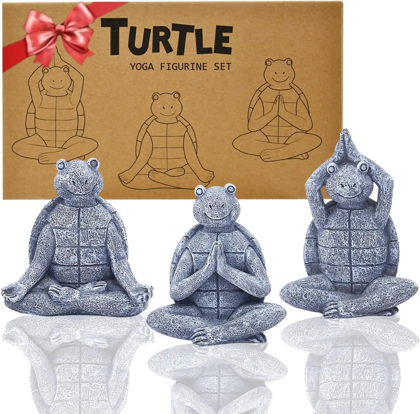 BSCI Factory Mini Figuras de tortugas de yoga Jardines de hadas y decoración del hogar