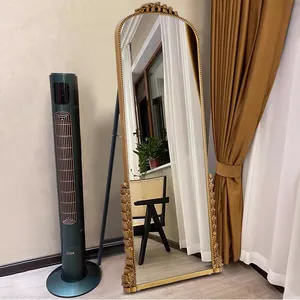 Arch French PU Framed Mirrors Decor Full Length Gold Dressing Mirror Wall