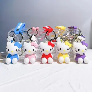 Produsen gantungan kunci hewan logam 3d pvc karet imut anime hello kitty gantungan kunci