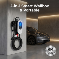Chargeur EV portable de type 2 11 kW 22 kW, station de recharge EV à courant réglable avec contrôle par application et prise CEE