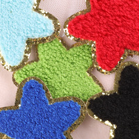 Vente en gros 6cm Plusieurs couleurs Sequin Chenille Étoile Fer sur patchs