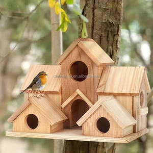 Houten Vogelhuisjes Voor Buiten Met Paal Houten Vogelhuisje Hangende Vogelhuisopruiming Tuin Landhuisjes - Product Image 1
