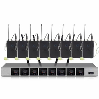 Microphones professionnels sans fil à 8 canaux, casque, cravate, microphones portatifs UHF