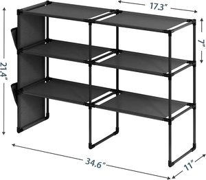 <b>Large</b> <b>Storage</b> Metal <b>Shoe</b> Rack with Removable Side Pockets Entryway Bedroom Hallway Organizer for Heels and <b>Shoes</b> <b>Shoe</b> <b>Cabinet</b> - Product Image 1