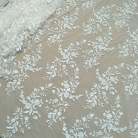 Lourd français dentelle paillettes paillettes brodé fleur Tulle tissu pour la fabrication de robes de mariée