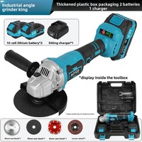 Meuleuse d'angle sans fil AOTUO industrielle 21V avec moteur sans balais, batterie Li-Ion 2000mAh, interrupteur à gâchette, pour le meulage de l'acier allié