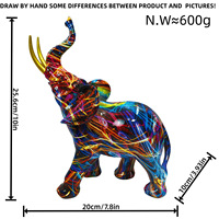 Décoration d'intérieur Vente en gros Figurine d'animal éléphant en résine coloré Statue d'éléphant en résine