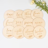 14 pièces ensemble feuille Style bébé naissance et annonce mensuelle jalon marqueur disques plaque ronde en bois