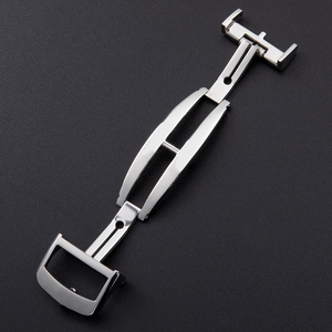 Boucle déployante en acier inoxydable argenté de 18 mm pour fermoir JAEGER, pour <span class=keywords><strong>montre</strong></span>, fermoir papillon, bracelet en caoutchouc ou en cuir - Product Image 3