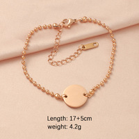 Bracelet en acier inoxydable plaqué or avec perles et pendentif rond à 2 trous, bijou à graver