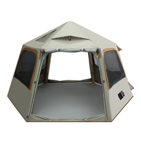 Tente de camping hexagonale gonflable automatique portable 2025, imperméable et résistante aux UV, auvent pare-soleil pour 3 à 5 personnes
