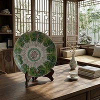 Assiette suspendue en porcelaine de style vintage, motif coloré chou et pêche, plat de présentation en céramique pour la décoration intérieure