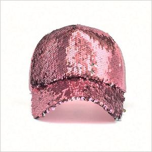 Casquette de baseball personnalisable pour femme, unie, à paillettes, scintillante, rose fantaisie, à sequins, pour spectacle de scène - Product Image 3