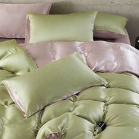 Hochwertige Weiche 100% Maulbeerseide Bettbezug-Set 4-teilig Queen-Size Seidenbettwäsche Bettlaken-Sets