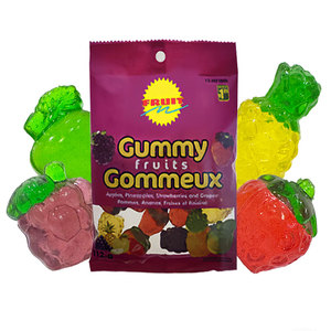 थोक मिनी 3 डी/4 डी फल आकार नरम कैनवस स्ट्रॉबेरी अनानास सेब के आकार के आकार के सटोटेड चबाने वाली गामी कैंडी - Product Image 2