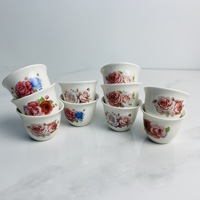 Design chinois moderne Cawa 80CC céramique fleur rôtie or tasse à thé tasse à boire en porcelaine pour dubaï moyen-orient arabe
