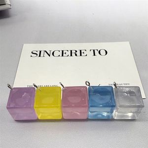 18mm Color Changing Square Beads Luminous <b>Acrylic</b> <b>Blocks</b> With Holes for DIY Keychain Jewelry Making - Product Image 3