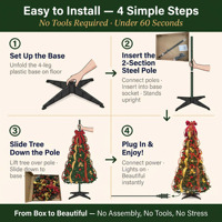 Sapins de Noël Artificiels Pliables et Pré-décorés de 6/8 Pieds, Effet Neige Floquée, avec LED et Support