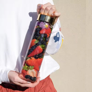 Botella de Agua de Vidrio de Alta Calidad de 500 ml con Logotipo, Nueva Botella de Agua de Vidrio con Tapa Dorada - Product Image 5