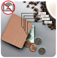 4 kantong incerts tipis ramping mudah mengambil minimalis RFID memblokir kustom kulit pemegang kartu kredit