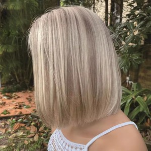 Perruques Bob Blond Platine Cheveux Raides avec Racines Foncées Balayage Court Brunette Cheveux Humains Vierges de Haute Qualité Perruque Lace avec Baby Hair - Product Image 2