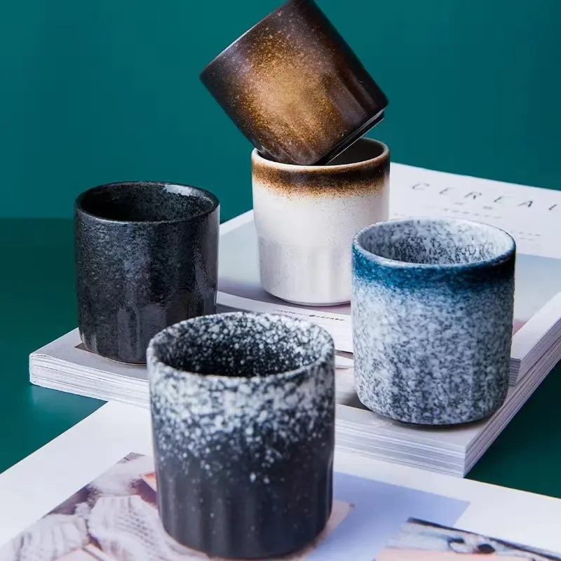 Wholesale Japanese style small under glazed stoneware coffee tea mug 100ml vintage sake tea cups porcelain for gift home