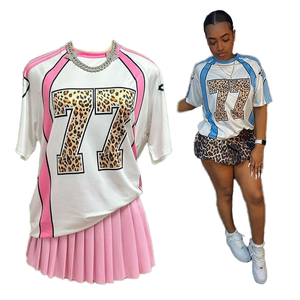 เสื้อยืดผู้หญิงลายเสือดาว แบรนด์ USA Clothing Summer Boutique 2025 ผ้าโพลีเอสเตอร์ ระบายอากาศได้ดี ทรงเข้ารูป ไม่เป็นขุย แขนสั้น สไตล์ลำลอง - Product Image 1