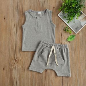 Ensemble de vêtements pour enfants en coton 100% OEM, débardeur d'été pour enfants, short avec poche, vêtements pour bébés, tout-petits, garçons, enfants - Product Image 6