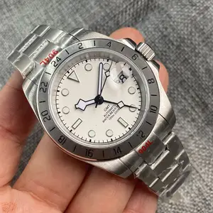 New Gmt Dual Time Zone A 100-Meter Waterproof Stainless Steel Watch Japan Nh34 Nh34a Greenwich Automatic Movement Fixed Bezel