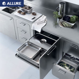 Современная роскошная интерьерная алюминиевая раковина для хранения под заказ, кухонные шкафы из нержавеющей стали, набор аксессуаров - Product Image 2