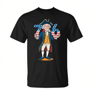 T-shirt patriotique George Washington 76 pour hommes, manches courtes, col rond, imprimé numérique, vêtements promotionnels - Product Image 2
